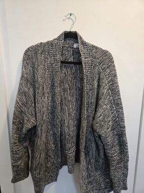 GAP Marled Open-Front Cardigan - Black & White